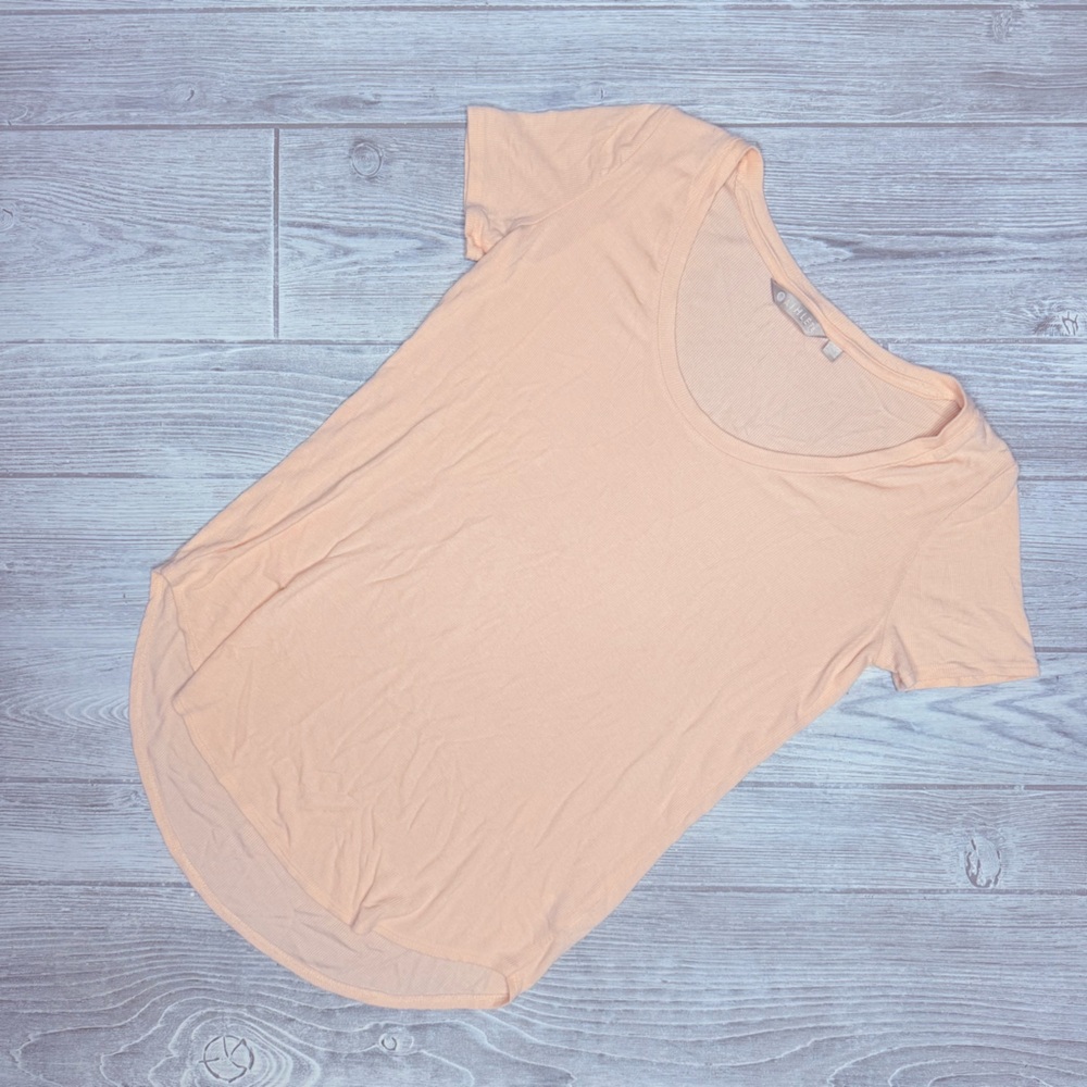 Tan athleta tank top u cut hem short sleeve t shirt xs